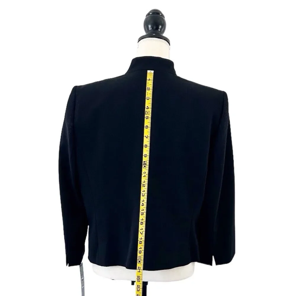 Tahari ASL Women’s Inverted Notch Collar Black Flounce Skirt Suit Size 14